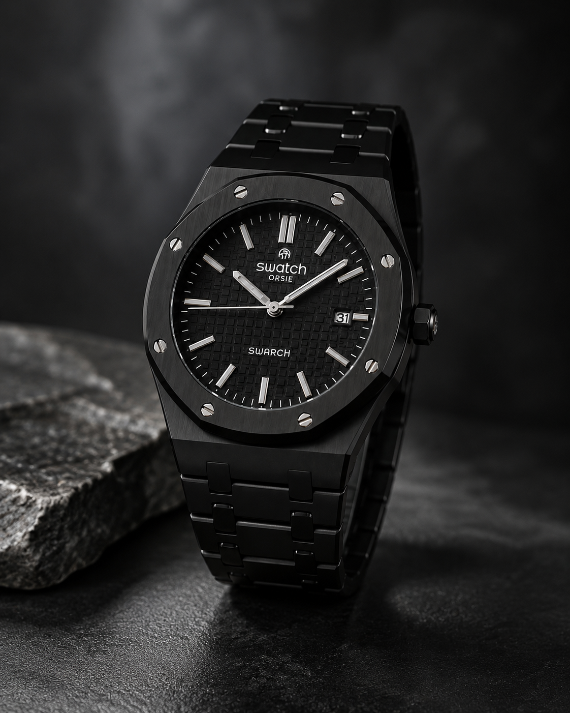 First Quality Luxury Octagonal Quartz Watch – Textured Dial Silicone Sports Watch for Men & Women