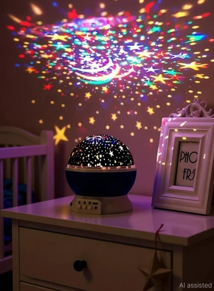 Star Light Night Light Projector – Galaxy Moon & Star Projector with 3 Color Modes, USB Powered