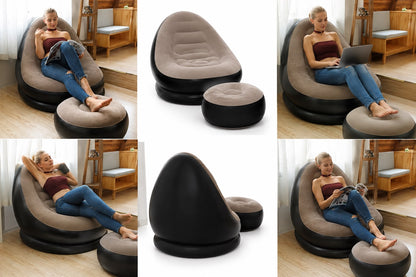 Intex Inflatable Lounge Chair with Ottoman – Ultra Comfy Air Sofa for Indoor & Outdoor Relaxation