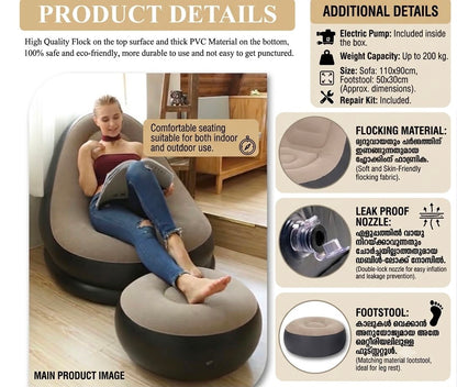 Intex Inflatable Lounge Chair with Ottoman – Ultra Comfy Air Sofa for Indoor & Outdoor Relaxation