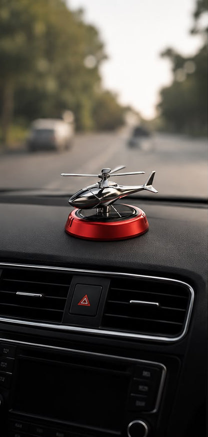 Solar Helicopter Car Air Freshener with 3-Speed Rotor Control – Dashboard Aromatherapy Diffuser