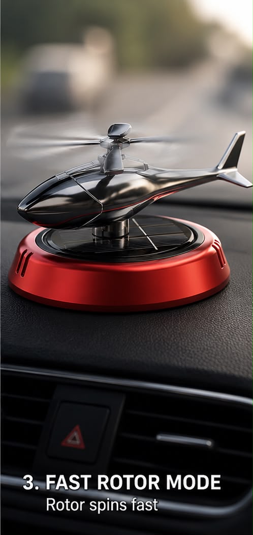 Solar Helicopter Car Air Freshener with 3-Speed Rotor Control – Dashboard Aromatherapy Diffuser
